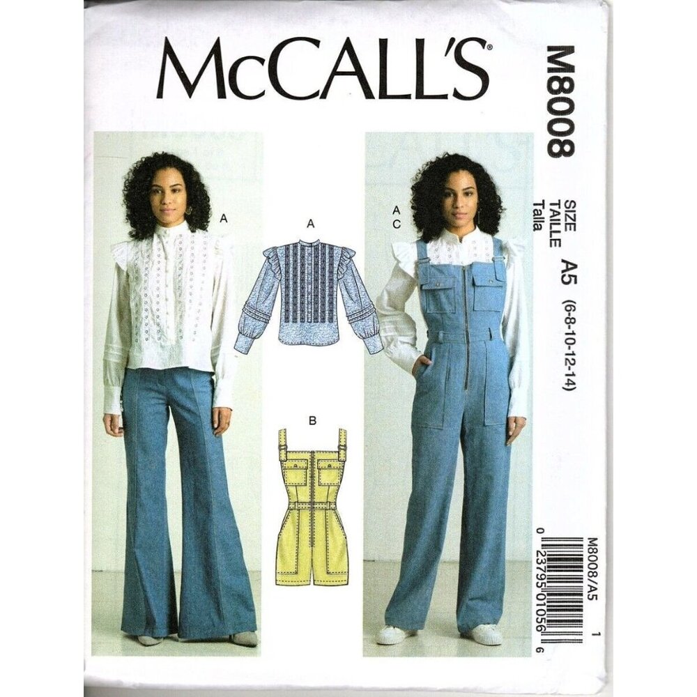 McCall's M8008 Misses 6 to 14 Top, Romper and Overalls Uncut Sewing Pattern